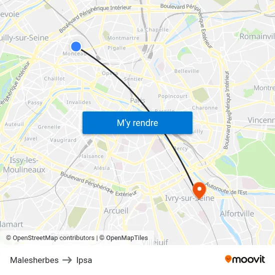 Malesherbes to Ipsa map