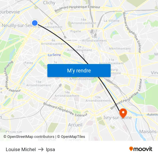 Louise Michel to Ipsa map