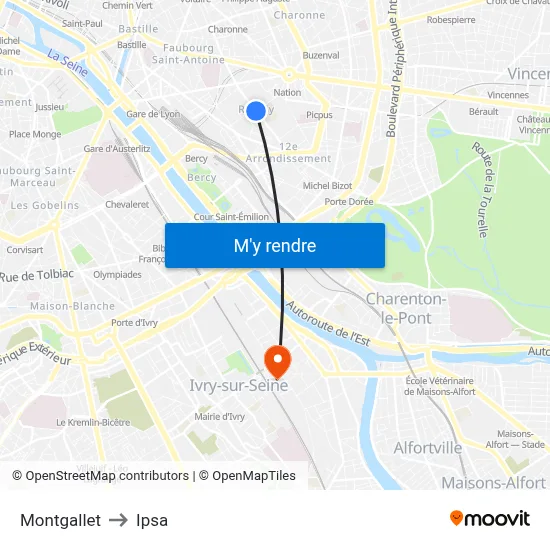 Montgallet to Ipsa map