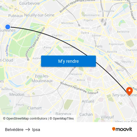Belvédère to Ipsa map