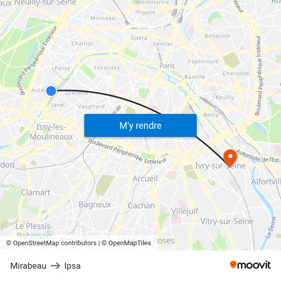Mirabeau to Ipsa map