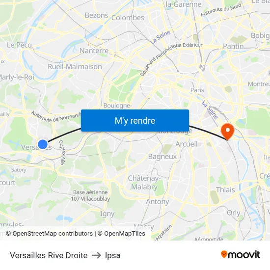 Versailles Rive Droite to Ipsa map