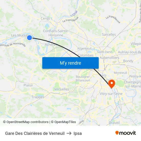 Gare Des Clairières de Verneuil to Ipsa map