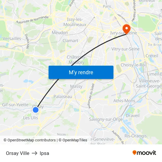 Orsay Ville to Ipsa map