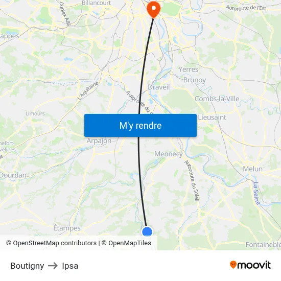Boutigny to Ipsa map
