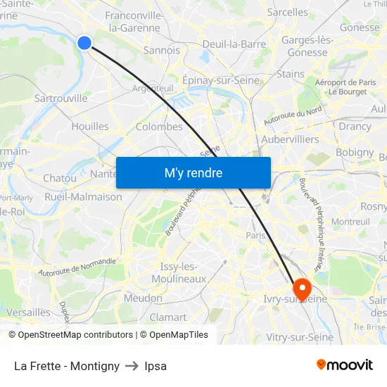 La Frette - Montigny to Ipsa map
