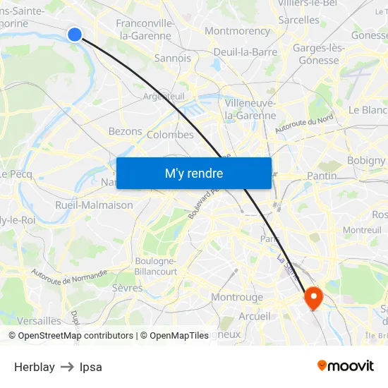 Herblay to Ipsa map