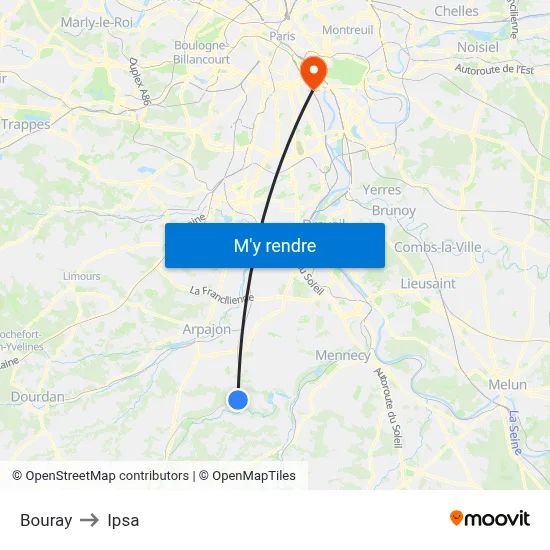 Bouray to Ipsa map