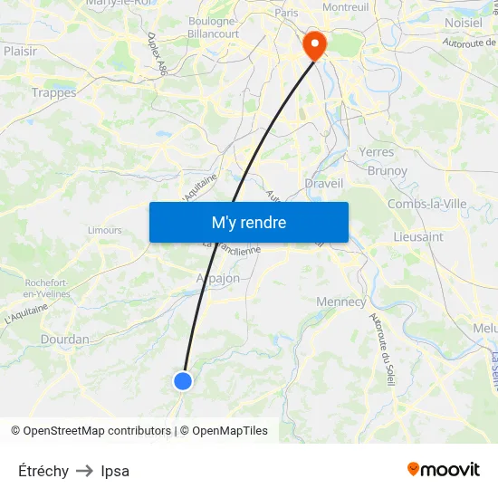 Étréchy to Ipsa map
