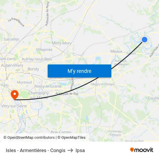 Isles - Armentières - Congis to Ipsa map