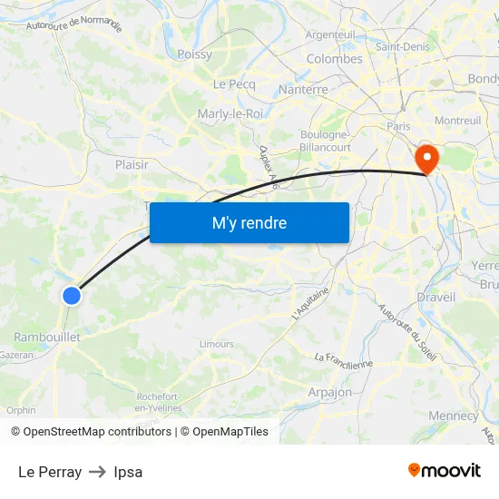 Le Perray to Ipsa map