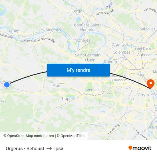 Orgerus - Béhoust to Ipsa map