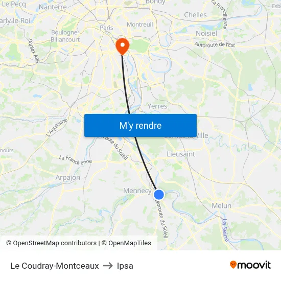 Le Coudray-Montceaux to Ipsa map