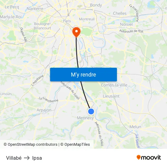 Villabé to Ipsa map