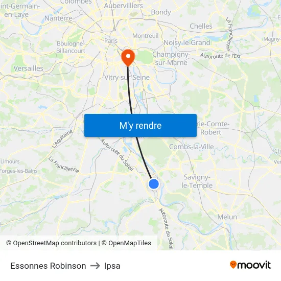 Essonnes Robinson to Ipsa map
