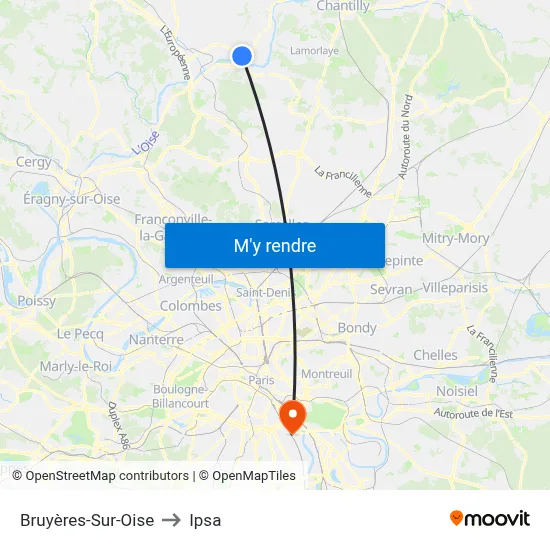 Bruyères-Sur-Oise to Ipsa map