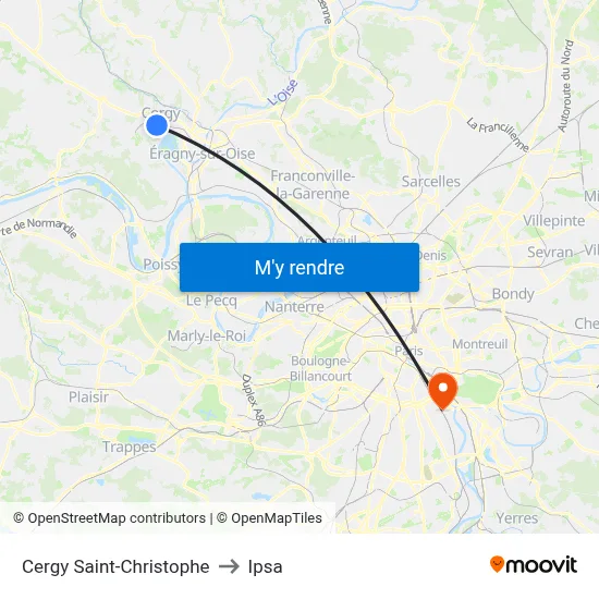 Cergy Saint-Christophe to Ipsa map