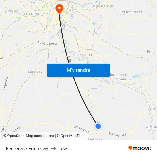 Ferrières - Fontenay to Ipsa map