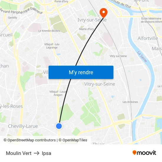 Moulin Vert to Ipsa map