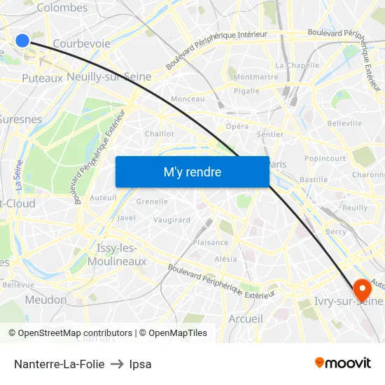 Nanterre-La-Folie to Ipsa map
