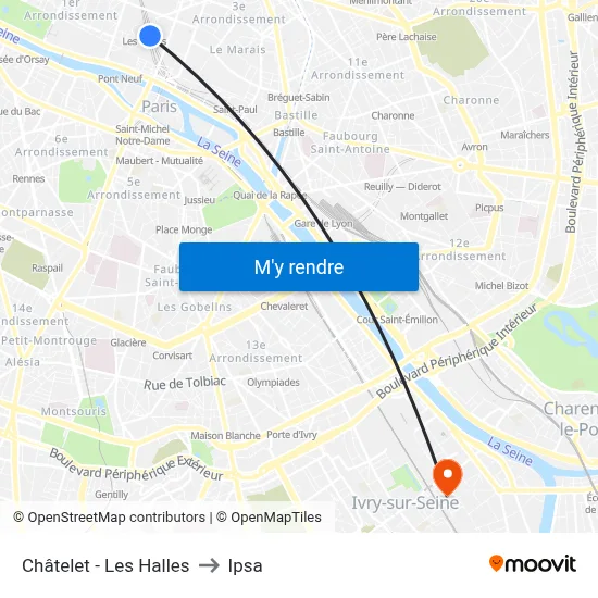 Châtelet - Les Halles to Ipsa map
