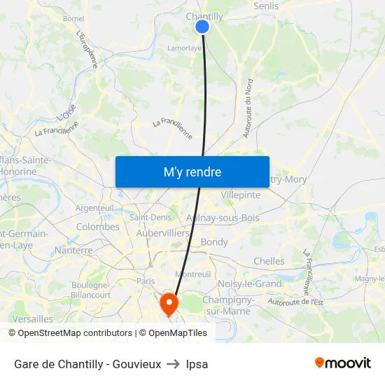 Gare de Chantilly - Gouvieux to Ipsa map