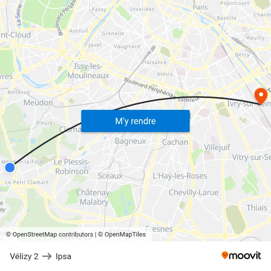 Vélizy 2 to Ipsa map