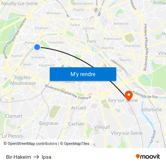 Bir-Hakeim to Ipsa map