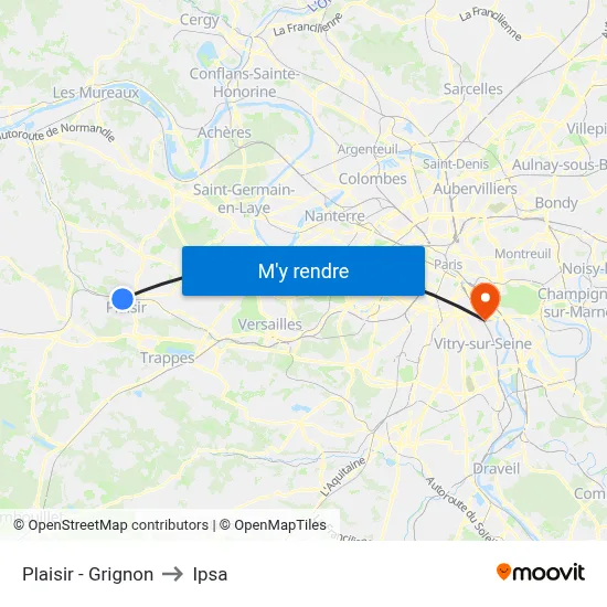 Plaisir - Grignon to Ipsa map