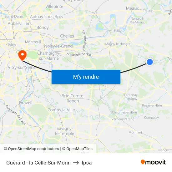 Guérard - la Celle-Sur-Morin to Ipsa map