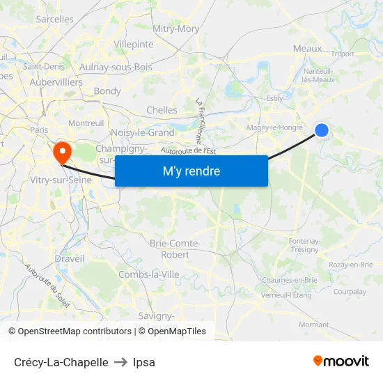 Crécy-La-Chapelle to Ipsa map