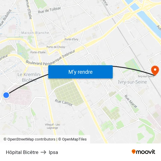 Hôpital Bicêtre to Ipsa map