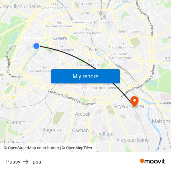 Passy to Ipsa map