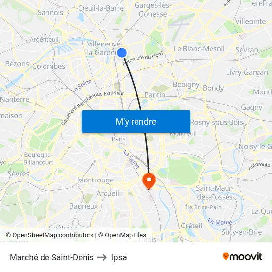 Marché de Saint-Denis to Ipsa map