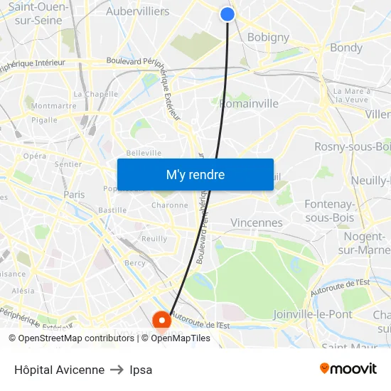 Hôpital Avicenne to Ipsa map
