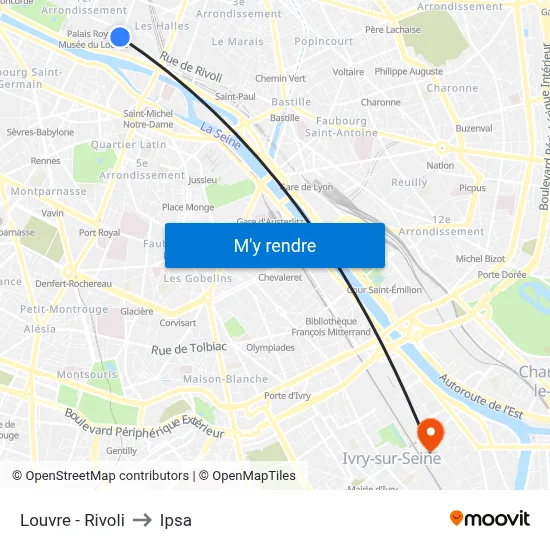 Louvre - Rivoli to Ipsa map