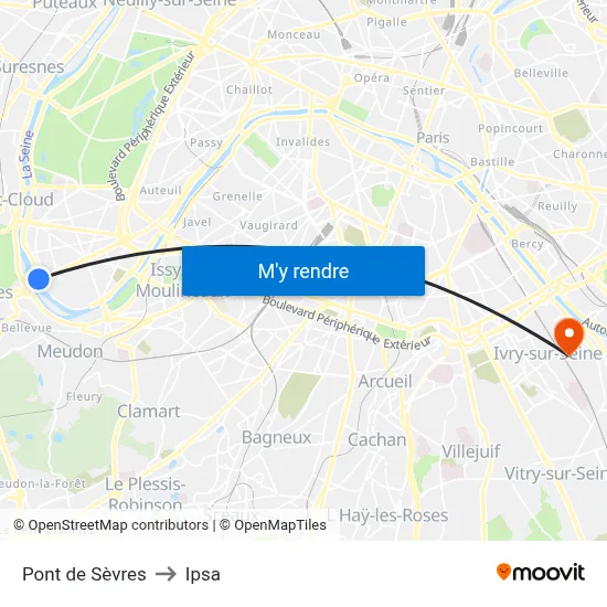 Pont de Sèvres to Ipsa map
