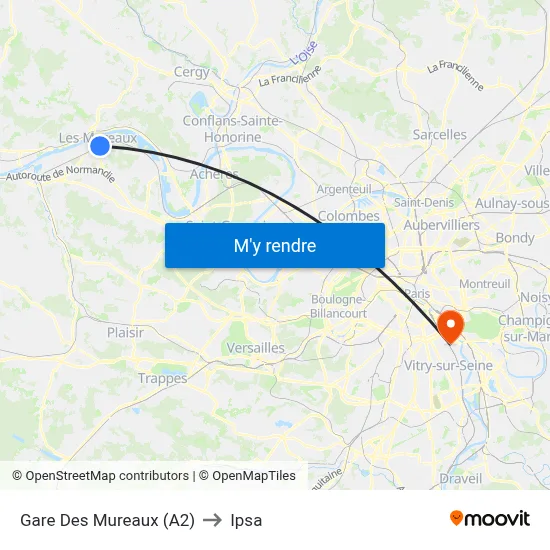 Gare Des Mureaux (A2) to Ipsa map