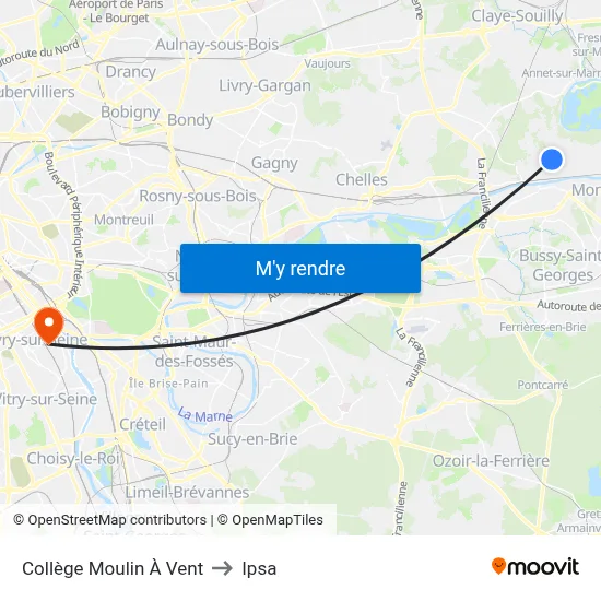 Collège Moulin À Vent to Ipsa map