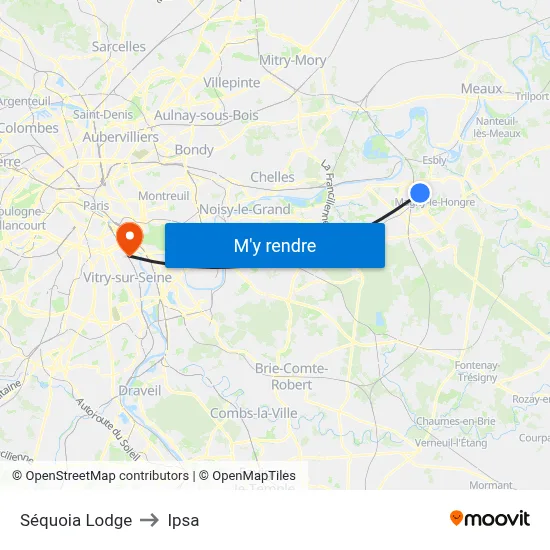 Séquoia Lodge to Ipsa map