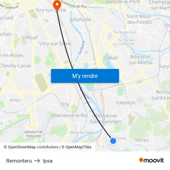 Remonteru to Ipsa map