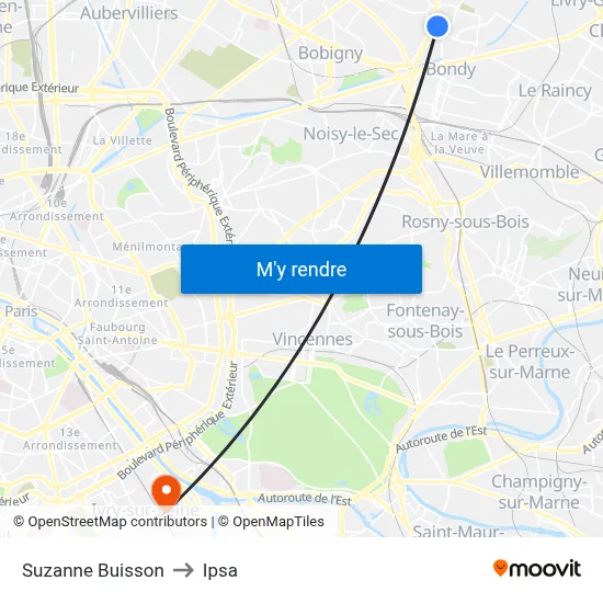 Suzanne Buisson to Ipsa map