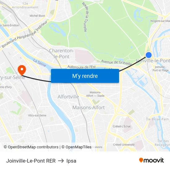 Joinville-Le-Pont RER to Ipsa map