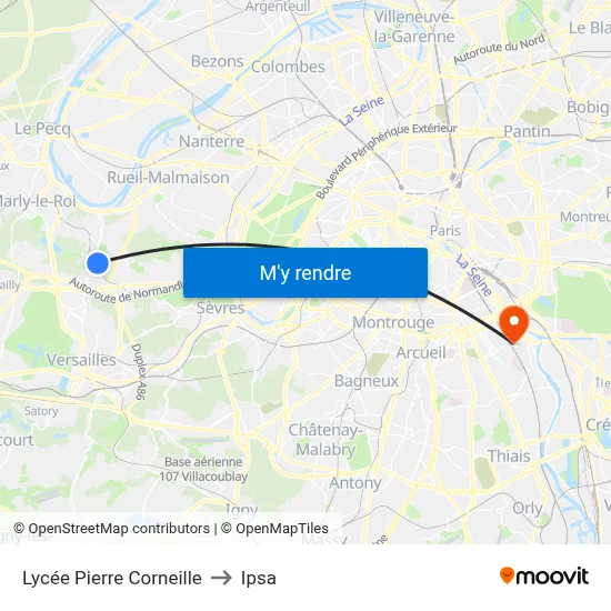 Lycée Pierre Corneille to Ipsa map