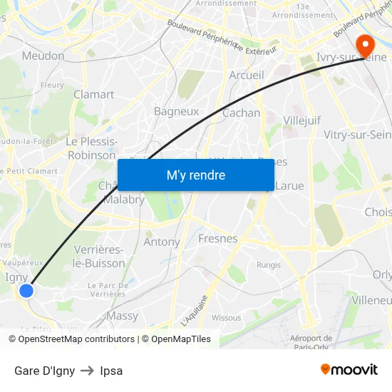 Gare D'Igny to Ipsa map