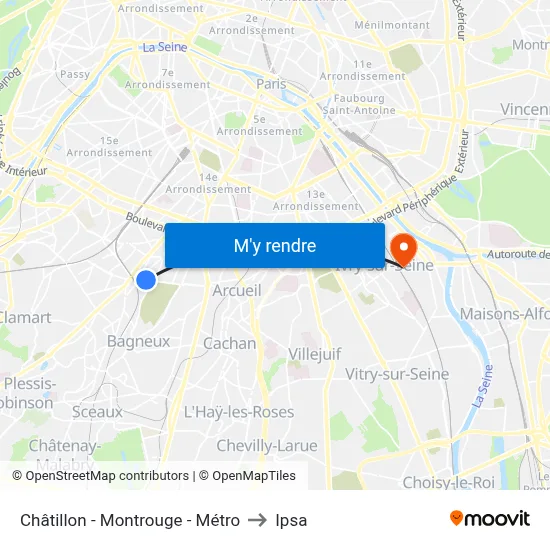 Châtillon - Montrouge - Métro to Ipsa map