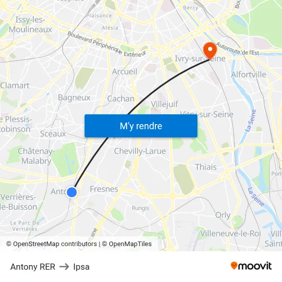 Antony RER to Ipsa map