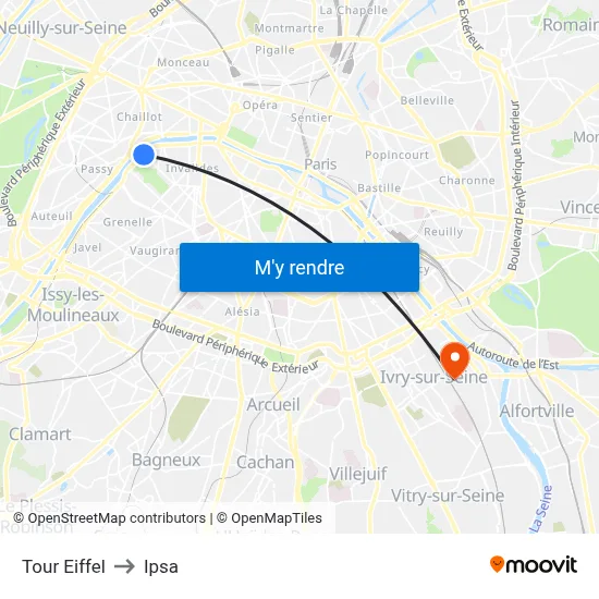 Tour Eiffel to Ipsa map