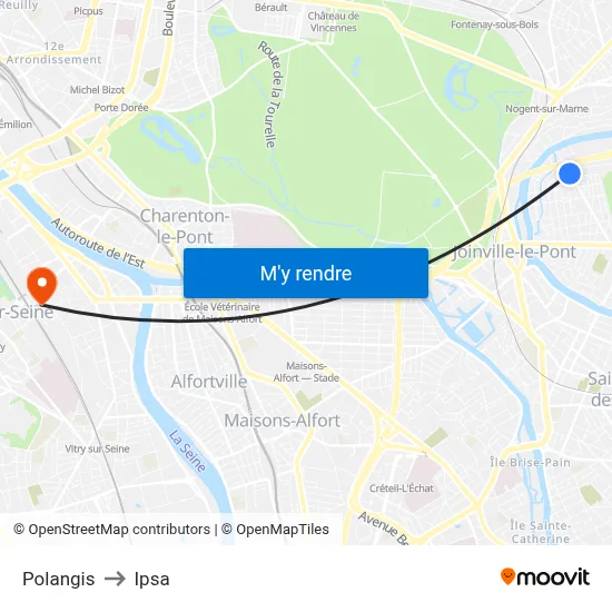 Polangis to Ipsa map