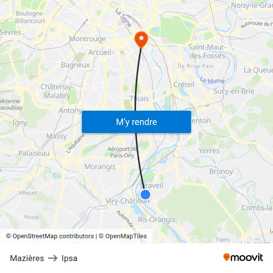 Mazières to Ipsa map